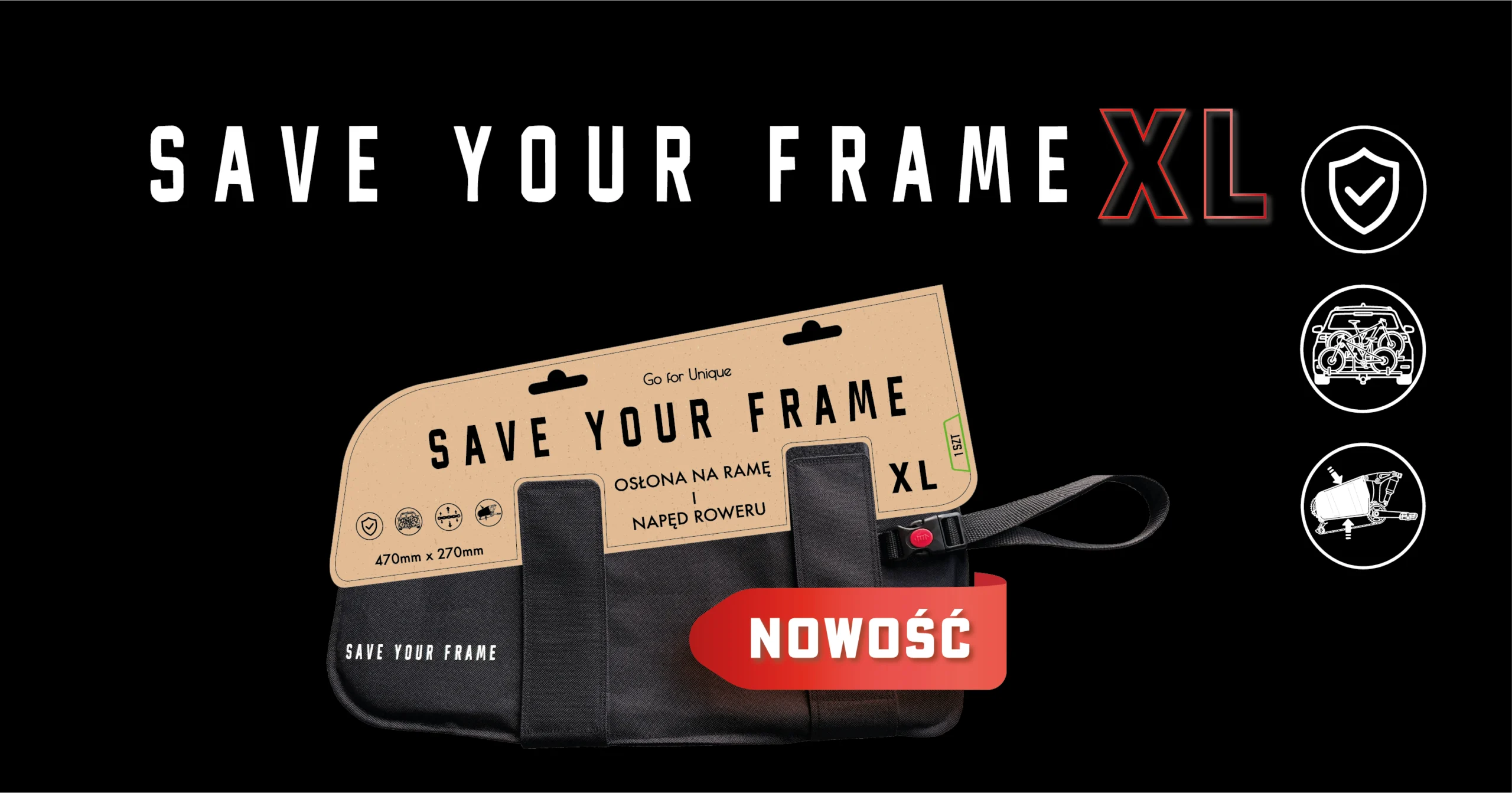 Save Your Frame XL – osłona transportowa ramy, kasety i napędu roweru MTB/DH, ujęcie 1
